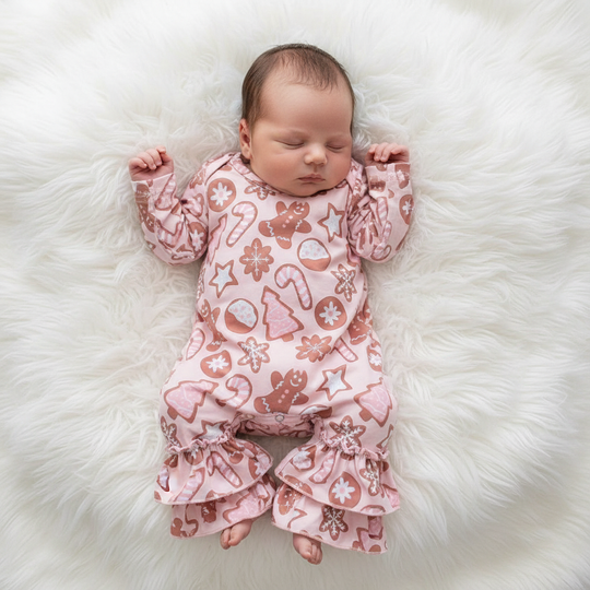 NB gingerbread ruffle romper