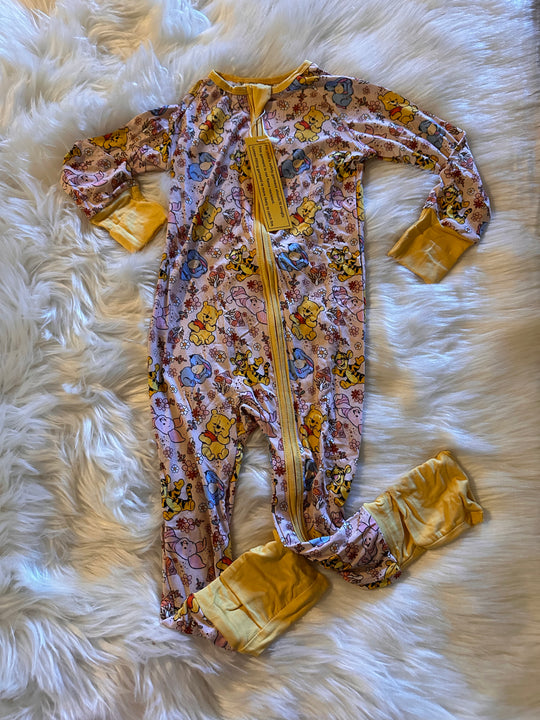 Floral bear bamboo zip 18/24 M