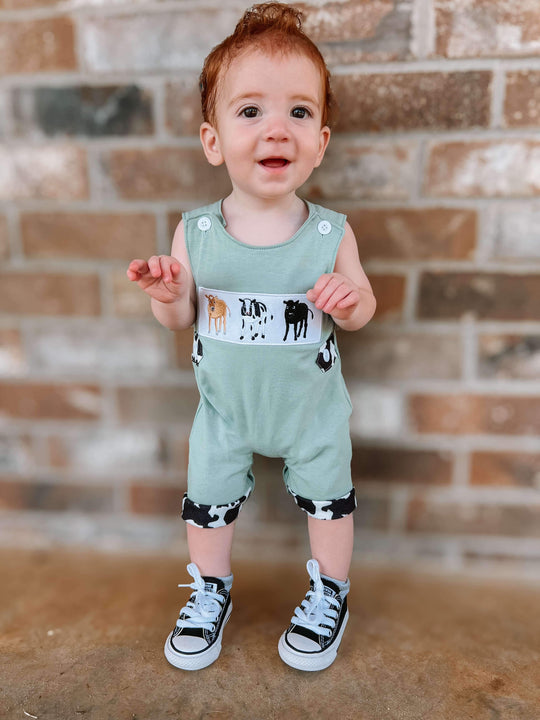 Green cow embroidered Jon Jon