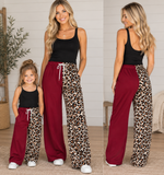 PRE ORDER CLOSES 10/15 Mommy and me Split print pants - Milk silk- leop & maroon TAT 6/7 WEEKS order seperate from RTS!!