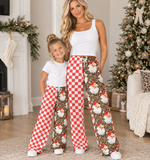 PRE ORDER CLOSES 10/15 Mommy and me Split print pants - Milk silk- leop santa TAT 6/7 WEEKS order seperate from RTS!!