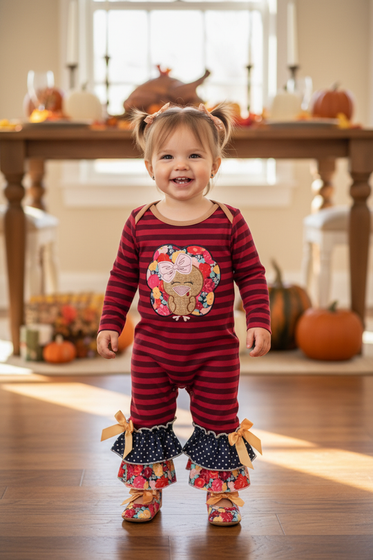 Maroon girl Turkey romper