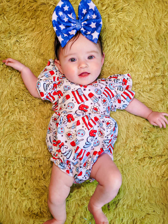 USA floral Popsicle flutter romper