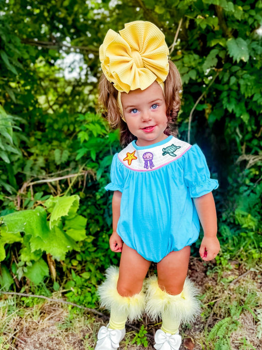 Smocked sea animal romper