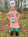 Turkey Stripe dress with socks and purse