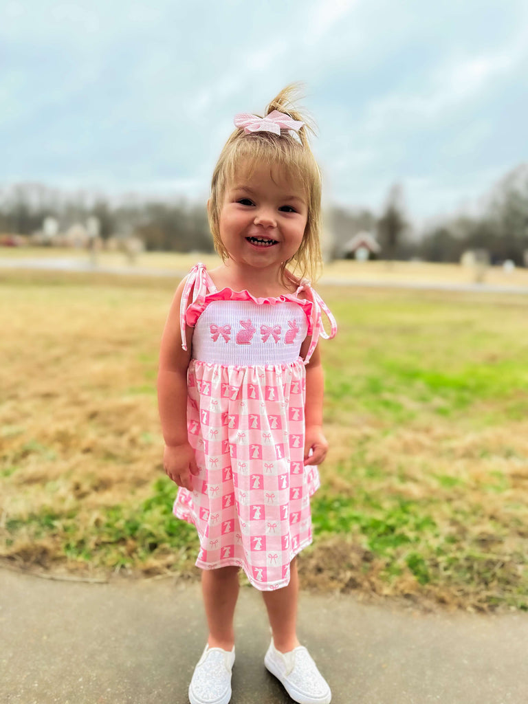 Smocked bunny bows Dress 2XL 6/7