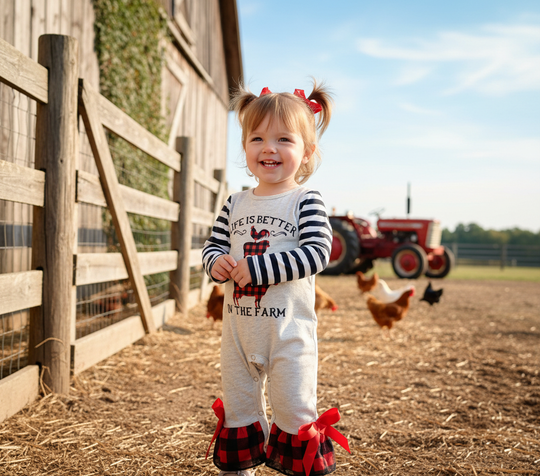 Cream life is better on the farm romper