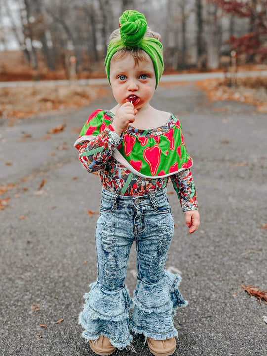 Blue denim bell jeans