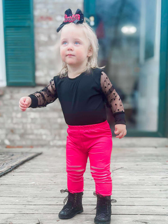 Distressed pink leggings - milk silk