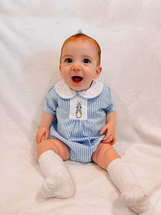 Premium blue boy Easter romper