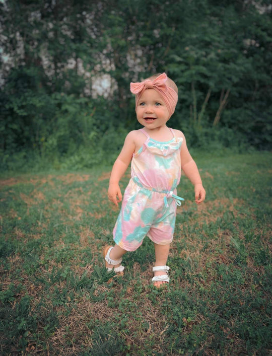 Pastel Tie dye ruffle romper