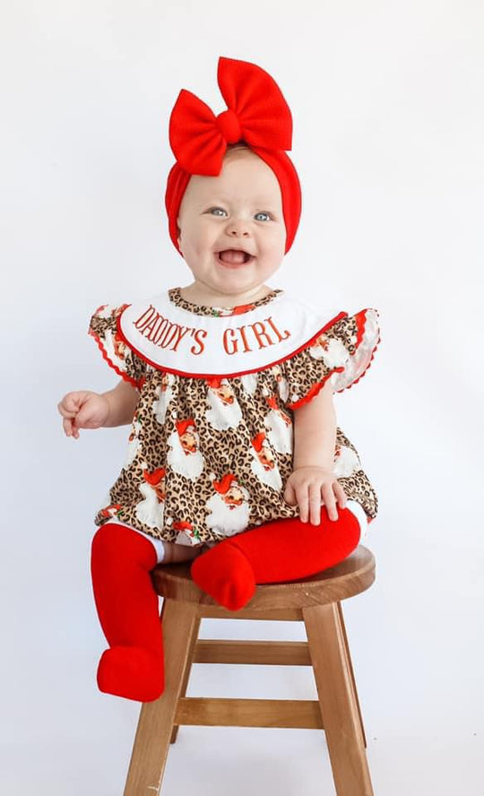 Leopard santa daddy’s girl romper