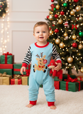 Blue reindeer romper