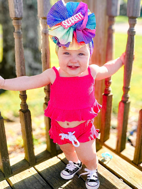 Pink ribbed lounge set