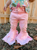 Pink denim bell jeans