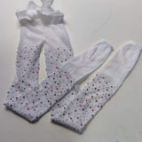 White bling tights- light pink and red