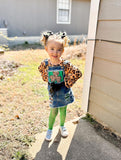 Two piece shamrock skirted overall set