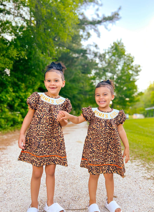 Smocked leopard mamas girl dress