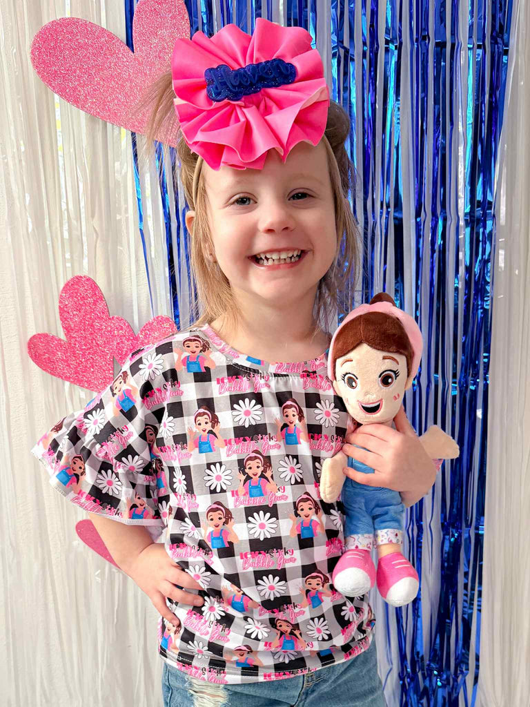 Checkered ruffle tee