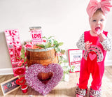 Red and Leopard Rainbow heart romper