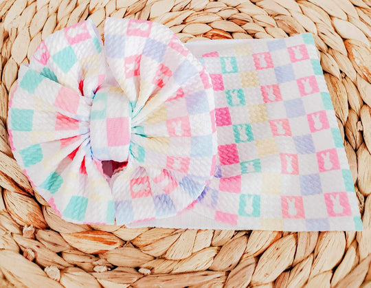 Checkered bunny messy wrap