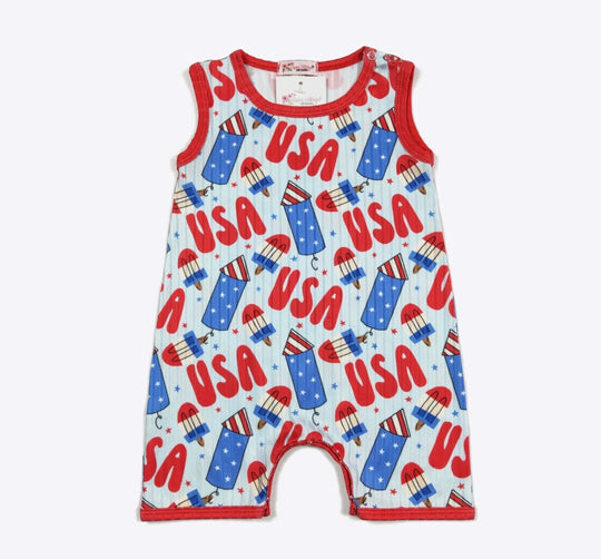 Clover Cottage firecracker boy romper