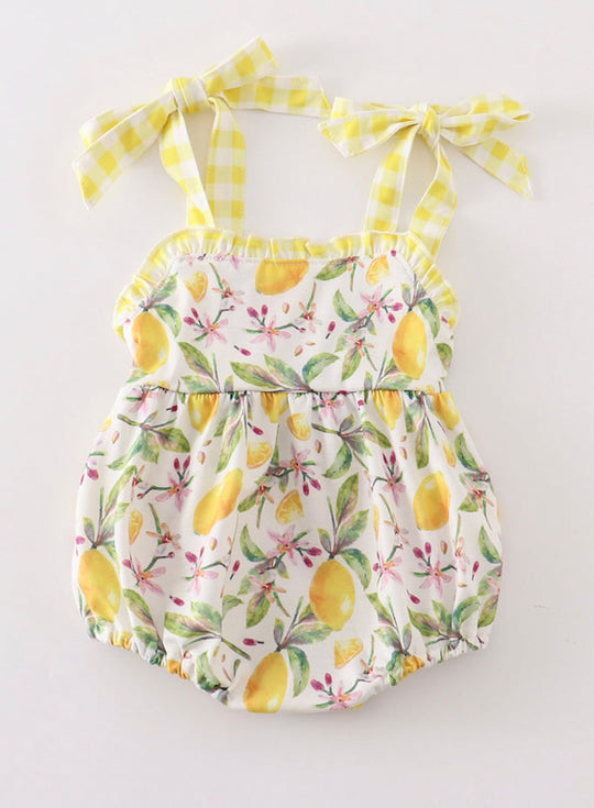 Lemon Floral ruffle romper