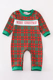 Smocked plaid Merry Christmas Romper