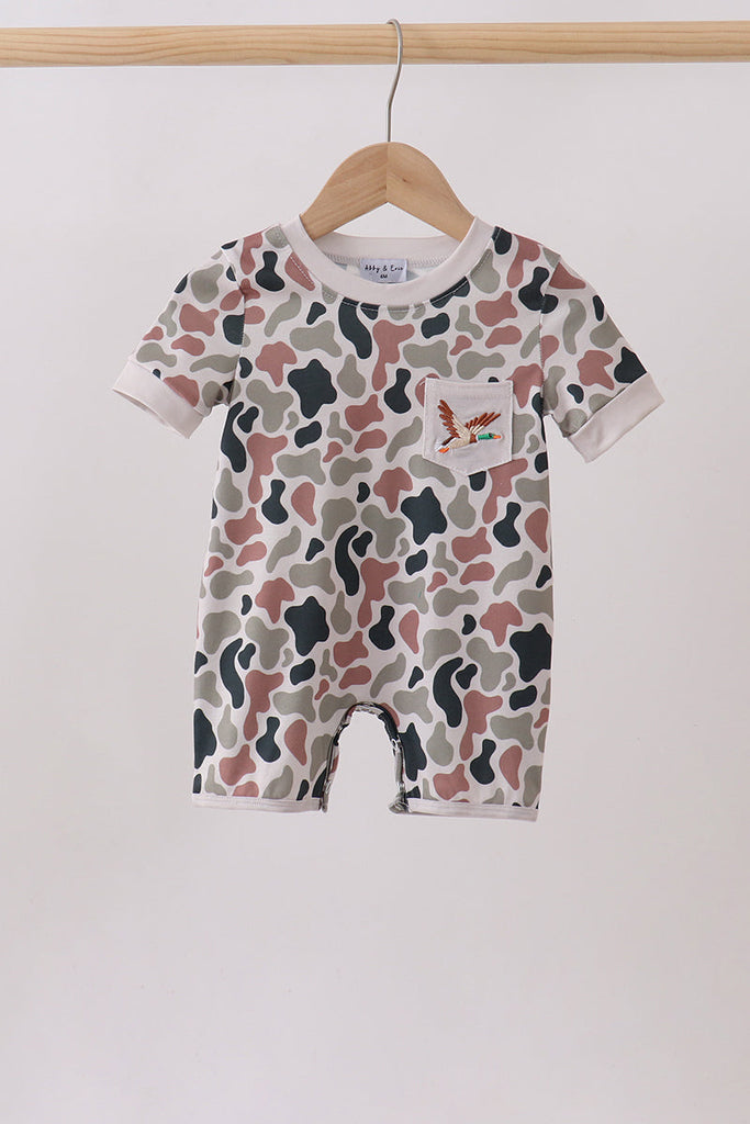 Camo Duck Embroidered Romper