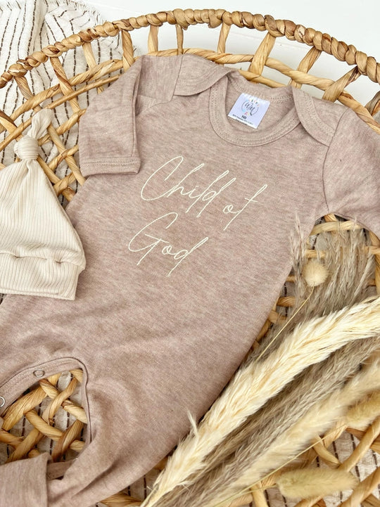 Child of God embroidered romper - Mocha