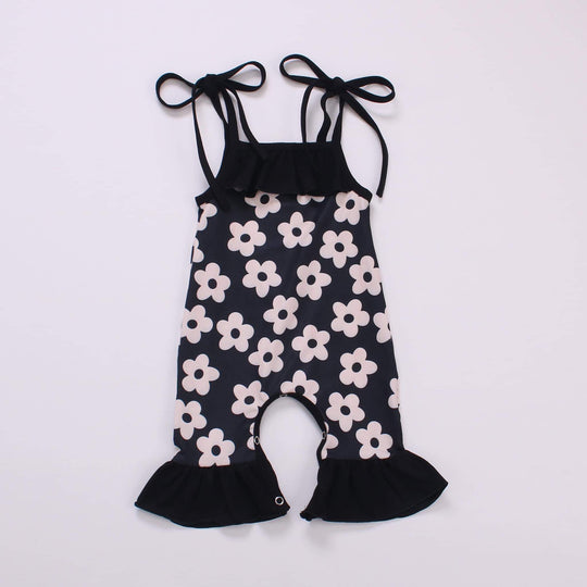 NEWBORN black floral tie romper