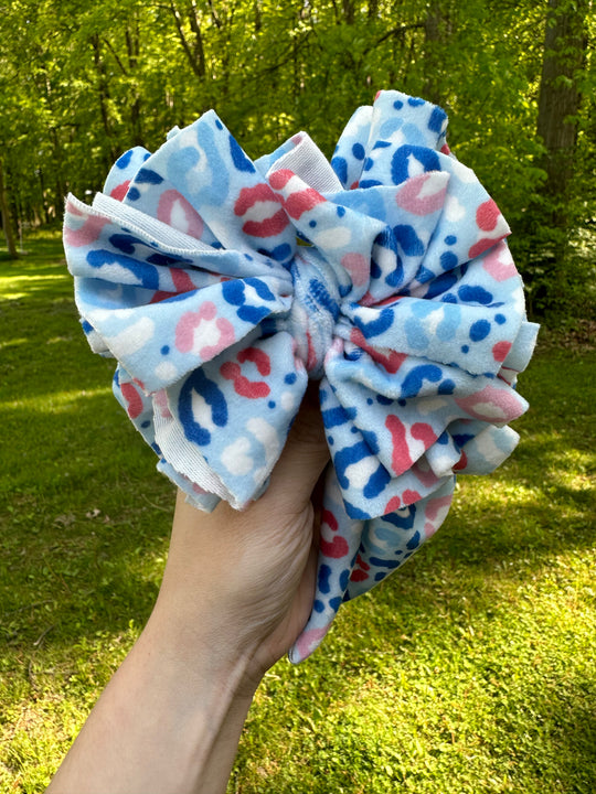 Little Jams rwb leopard velvet shredded wrap