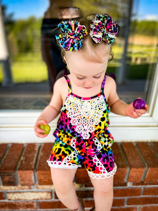 Tie dye leopard romper