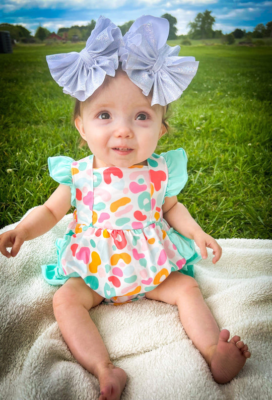 Summer leopard ruffle Romper