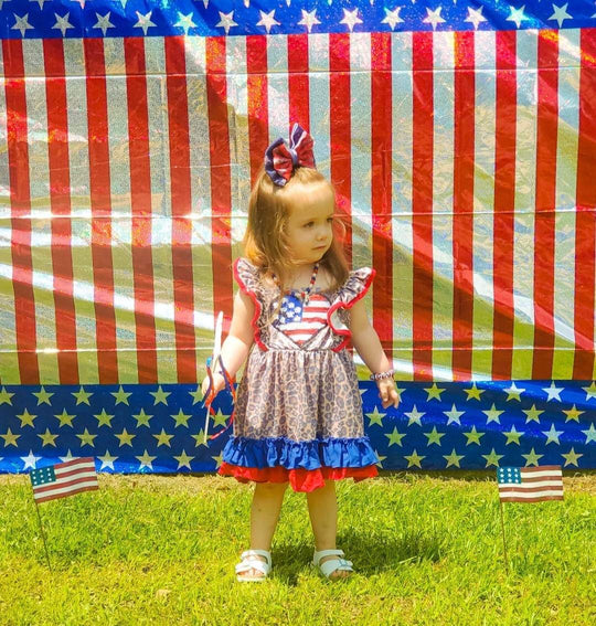 Leopard sequin heart usa dress