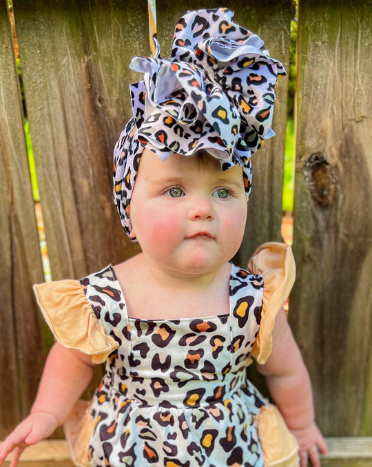 Little Jams fall velvet leopard shredded wrap