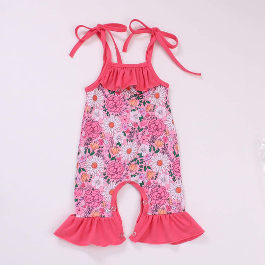 NEWBORN vintage pink floral tie romper