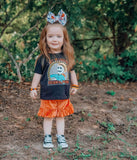 Orange velvet ruffle shorts