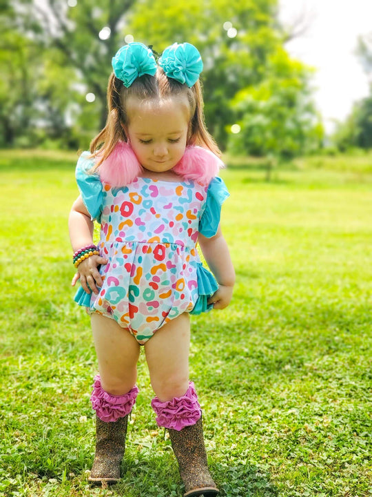 Summer leopard ruffle romper