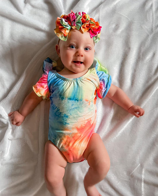 Blue, pink & yellow tie dye flutter