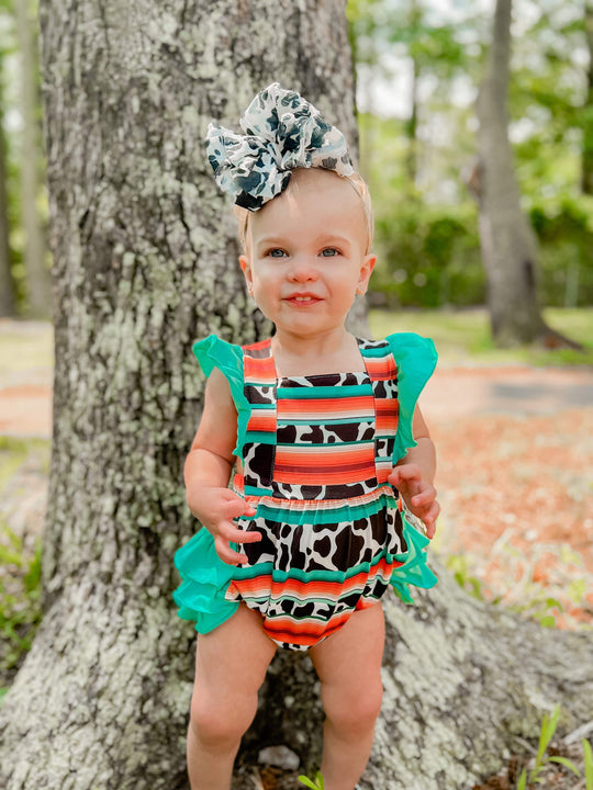 Serape cow stripe Romper