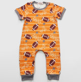 Clover Cottage orange gridiron romper