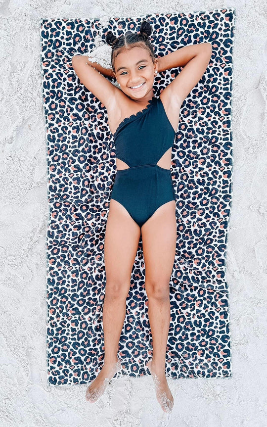 Leopard microfiber beach towel