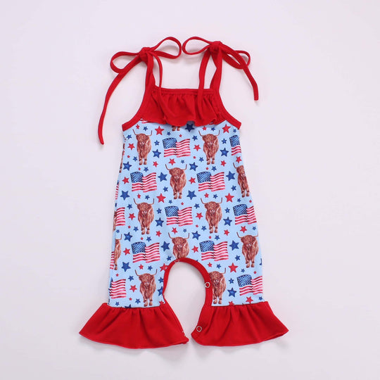 NEWBORN july 4th highland tie romper