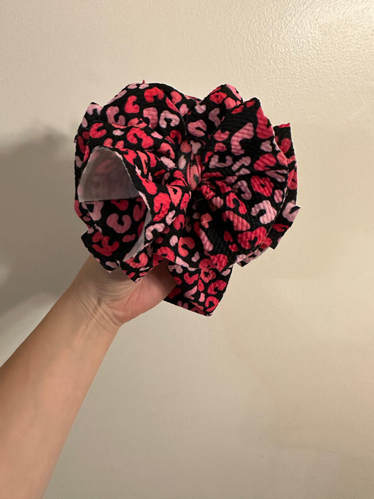 Little Jams pink & black leopard shredded wrap