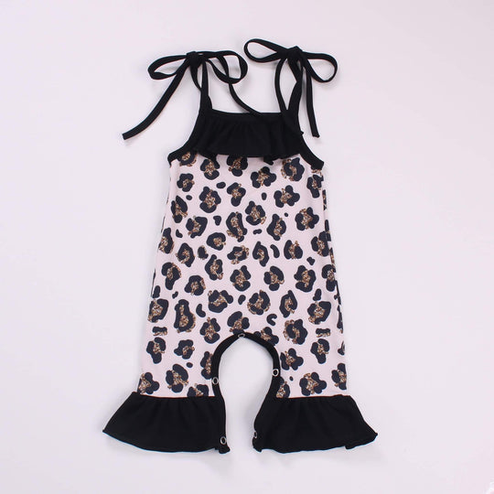 NEWBORN glitter leop tie romper