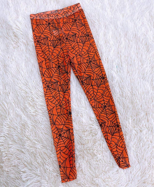Kids spider web tights- orange