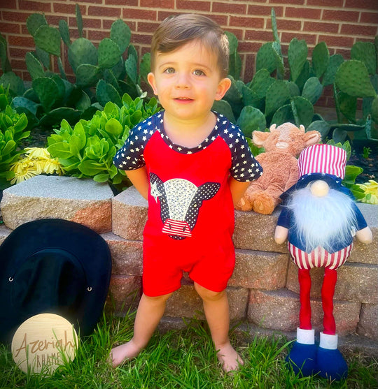 July 4th boy cow romper