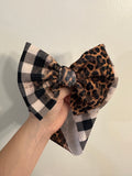 Leopard and plaid classic bow