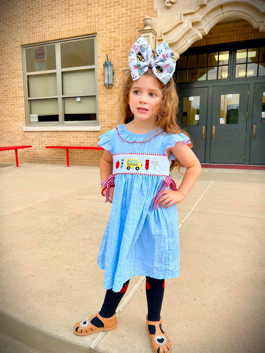 Blue dot back to school  dress